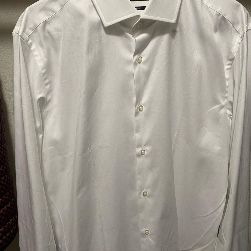 Hugo Boss Men white collar shirt long sleeve Size L New Unused